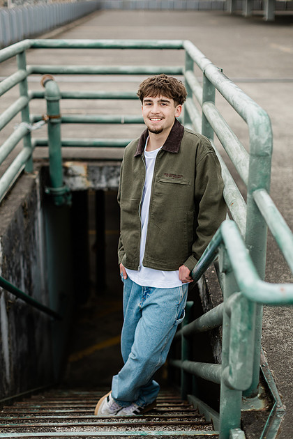 Senior boy in downtown Vancouver, WA