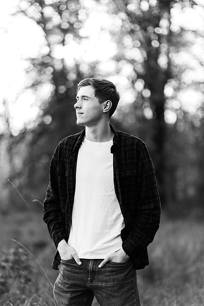 Senior boy by the river in Vancouver, WA