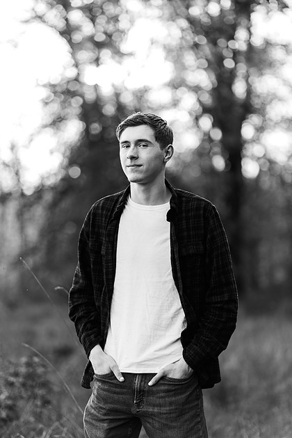 Senior boy by the river in Vancouver, WA