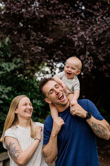 Family of 3 playing together