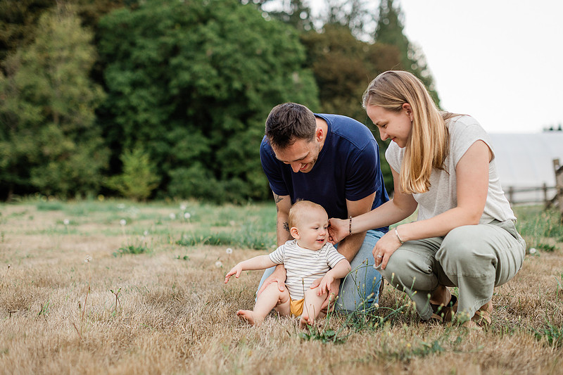 Family of 3 playing together