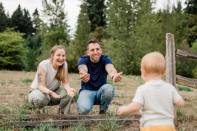 Family of 3 playing together