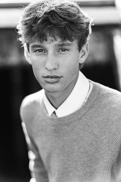 Senior boy in downtown Vancouver and by the Columbia River waterfront