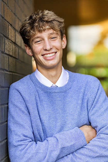 Senior boy in downtown Vancouver and by the Columbia River waterfront