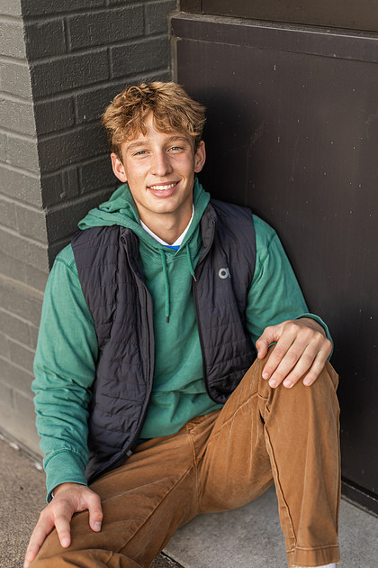 Senior boy in downtown Vancouver and by the Columbia River waterfront