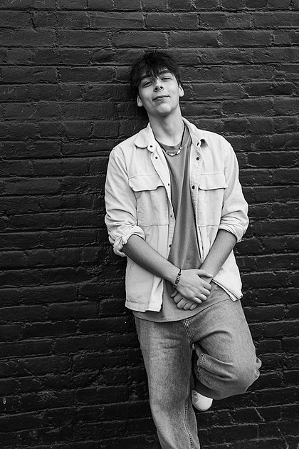senior boy in downtown Vancouver, WA