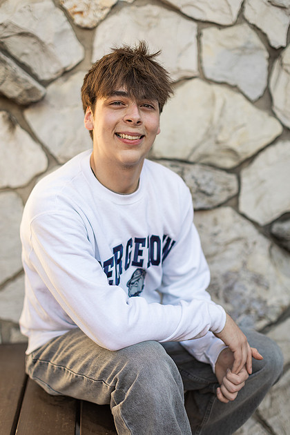senior boy in downtown Vancouver, WA