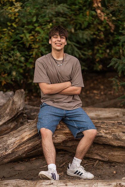 senior boy in downtown Vancouver, WA