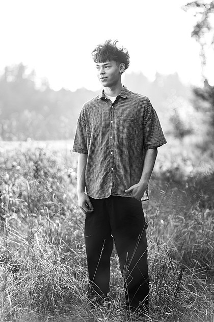 Senior boy on the basketball court