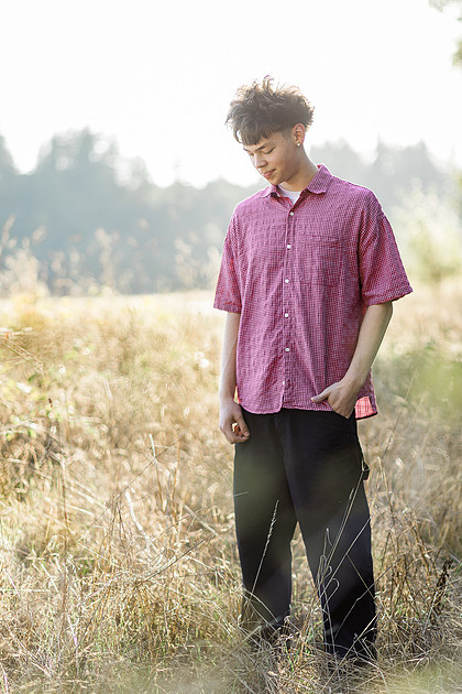Senior boy on the basketball court