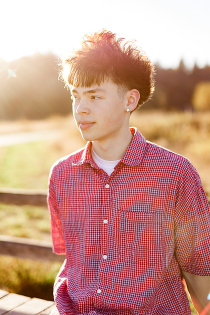 Senior boy on the basketball court