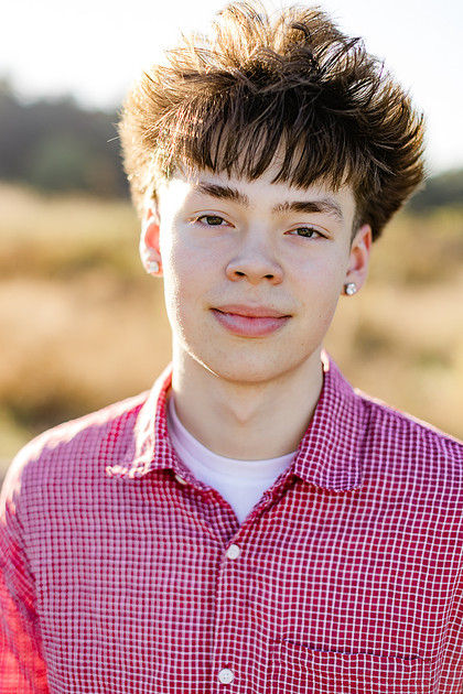 Senior boy on the basketball court
