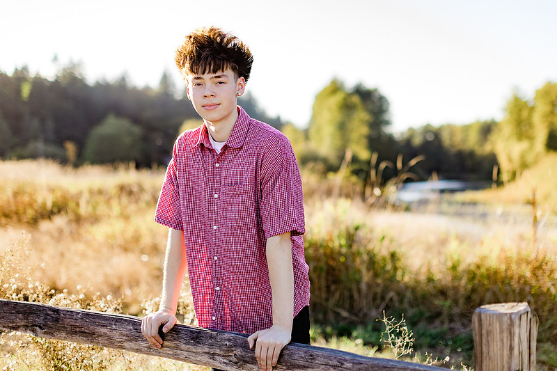 Senior boy on the basketball court