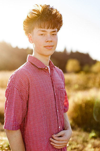 Senior boy on the basketball court