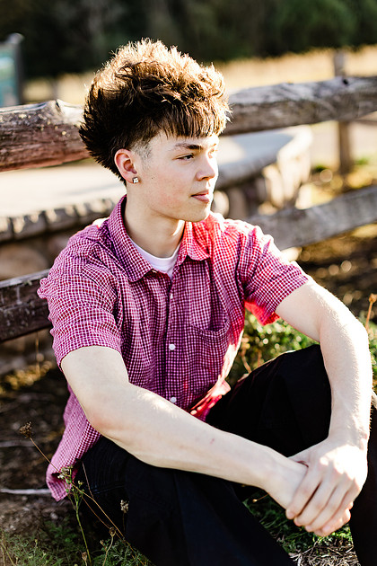 Senior boy on the basketball court