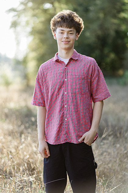 Senior boy on the basketball court