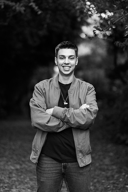 Male senior photos in late fall 