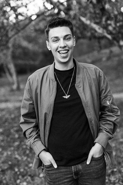 Male senior photos in late fall 