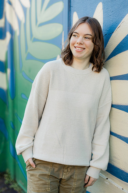 Senior girl around downtown Vancouver, in winter 