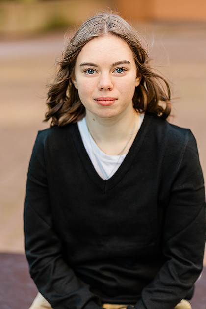 Senior girl around downtown Vancouver, in winter 
