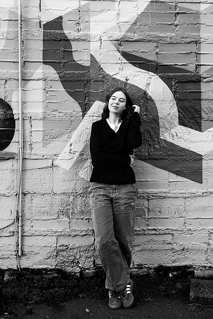 Senior girl around downtown Vancouver, in winter 