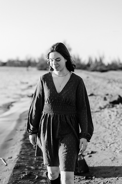 Senior girl around downtown Vancouver, in winter 
