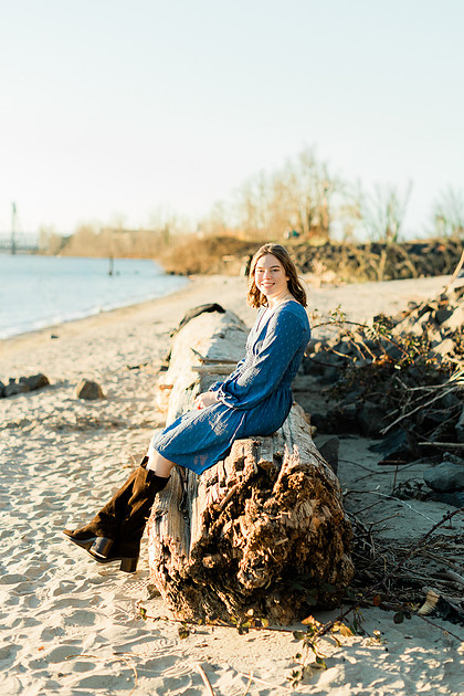 Senior girl around downtown Vancouver, in winter 