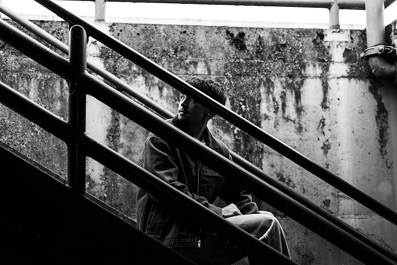 Senior boy in downtown Vancouver, WA