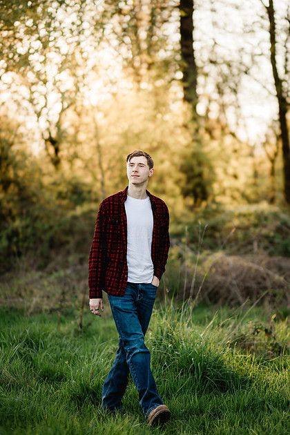 Senior boy by the river in Vancouver, WA