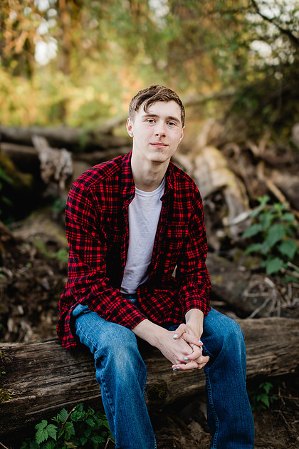 Senior boy by the river in Vancouver, WA