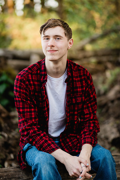 Senior boy by the river in Vancouver, WA