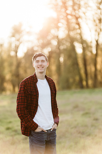 Senior boy by the river in Vancouver, WA