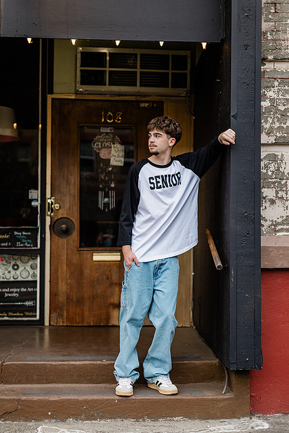 Senior boy in downtown Vancouver, WA