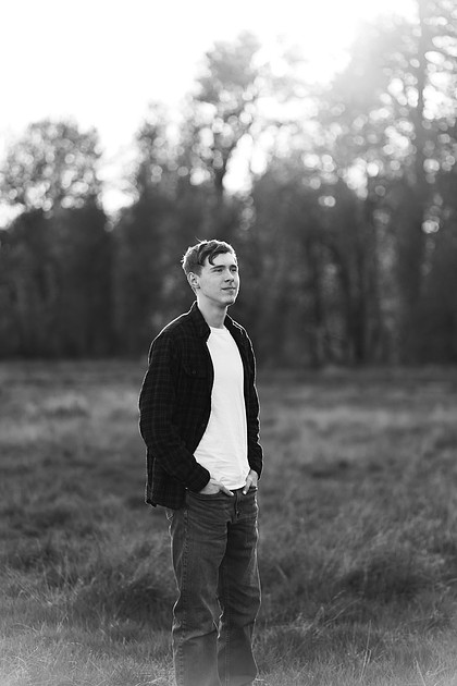 Senior boy by the river in Vancouver, WA
