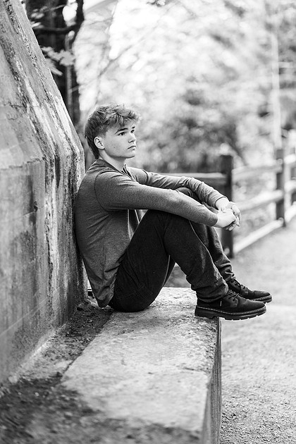 Senior boy in the spring